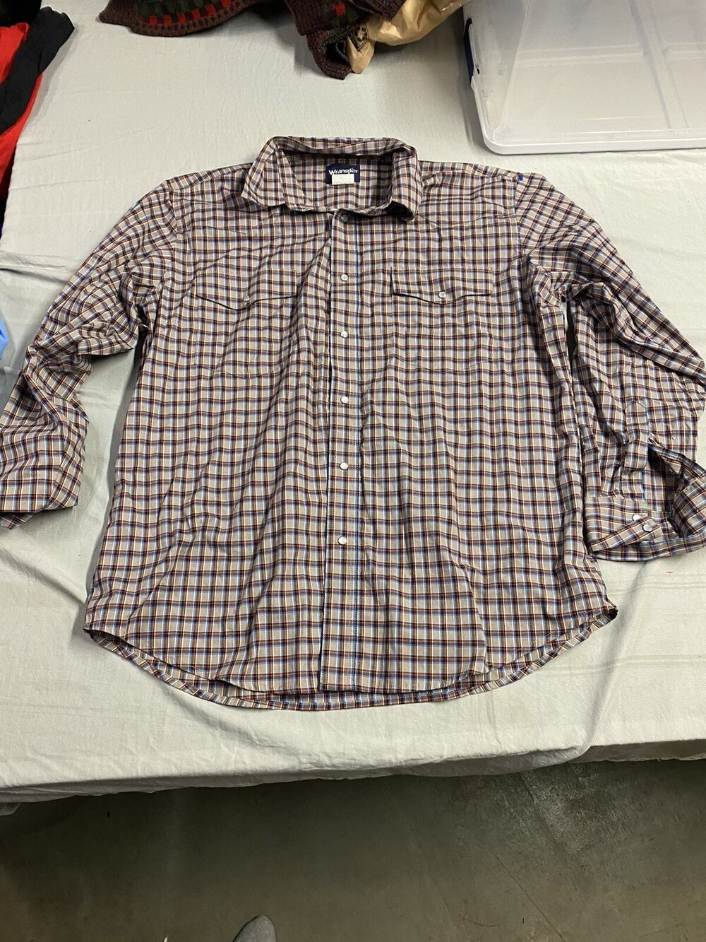 Men's Wrangler Western Pearl Snap Shirt Size XL Multi Man Short Sleeve